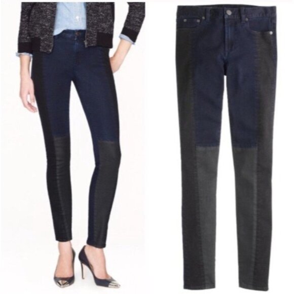 J Crew Color Blocked‎ Indigo Toothpick Skinny Jeans Womens Size 25 Mid Rise Blue - Picture 1 of 16